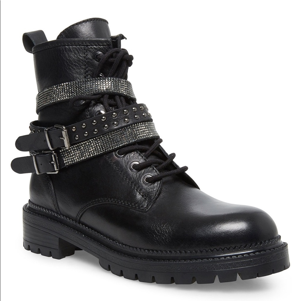 Steve Madden Captain Rhinestone Combat Booties
